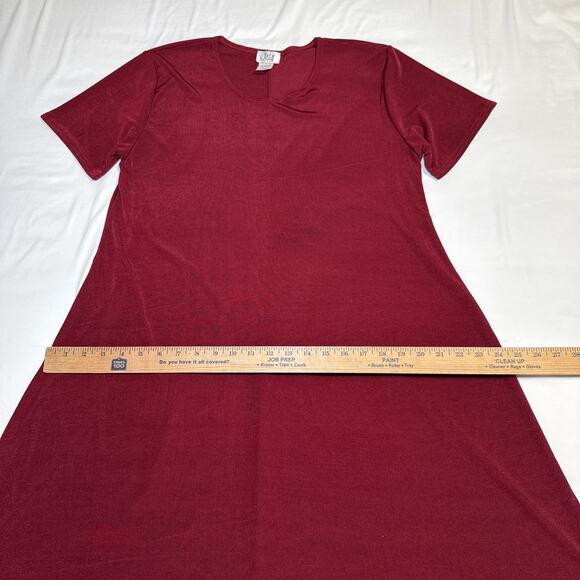 Jostar Dress Short Sleeve Stretch Travel Fabric Size Large Maroon Cranberry EUC - Picture 6 of 11